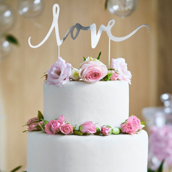 Cake Topper - love - Silver
